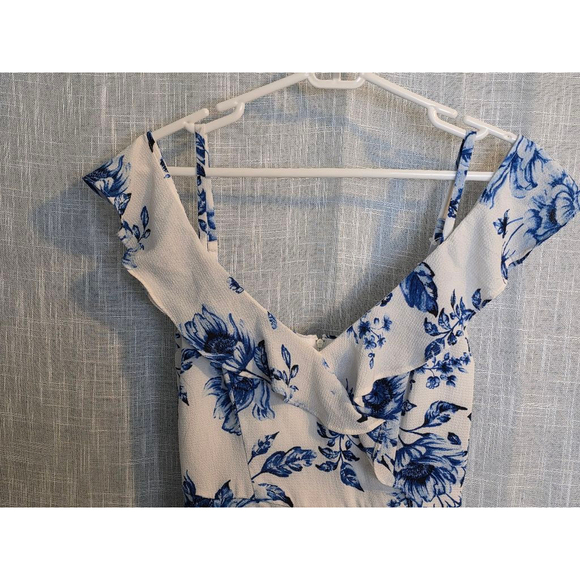 Women's By & by‎ Floral Dress Romper Size S (3) White Blue - Picture 5 of 7